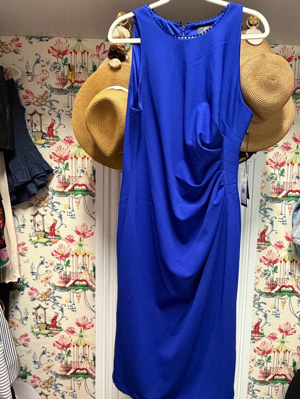 Adrianna Papell Elegant Royal Blue Sleeveless Sheath Dress